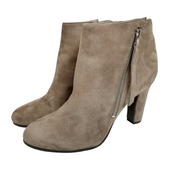 Franco Sarto Shoes - Franco Sarto Women's Sadee Taupe Suede Heeled Ankle Boots Booties Size 8.5